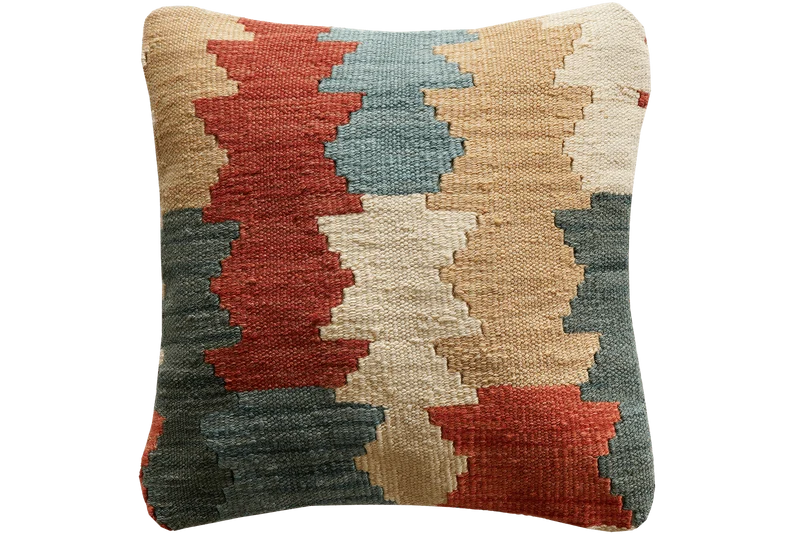Kelim Kissen · Handgefertigt – Bunt, 40x40 cm