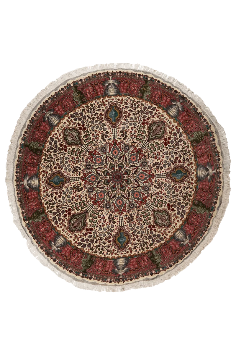 Tabriz Round · Handgeknüpft – Beige, 204x204 cm