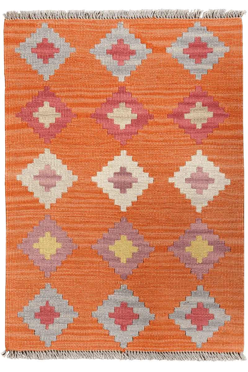 Kelim Gashgai · Handgewebt – Orange, 89x62 cm