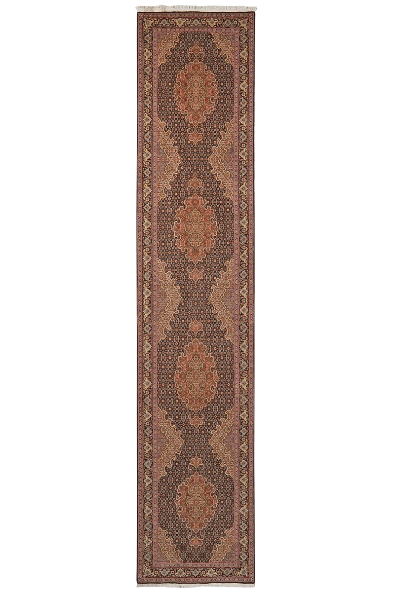 Tabriz 50 Raj · Handgeknüpft – Schwarz, 399x80 cm