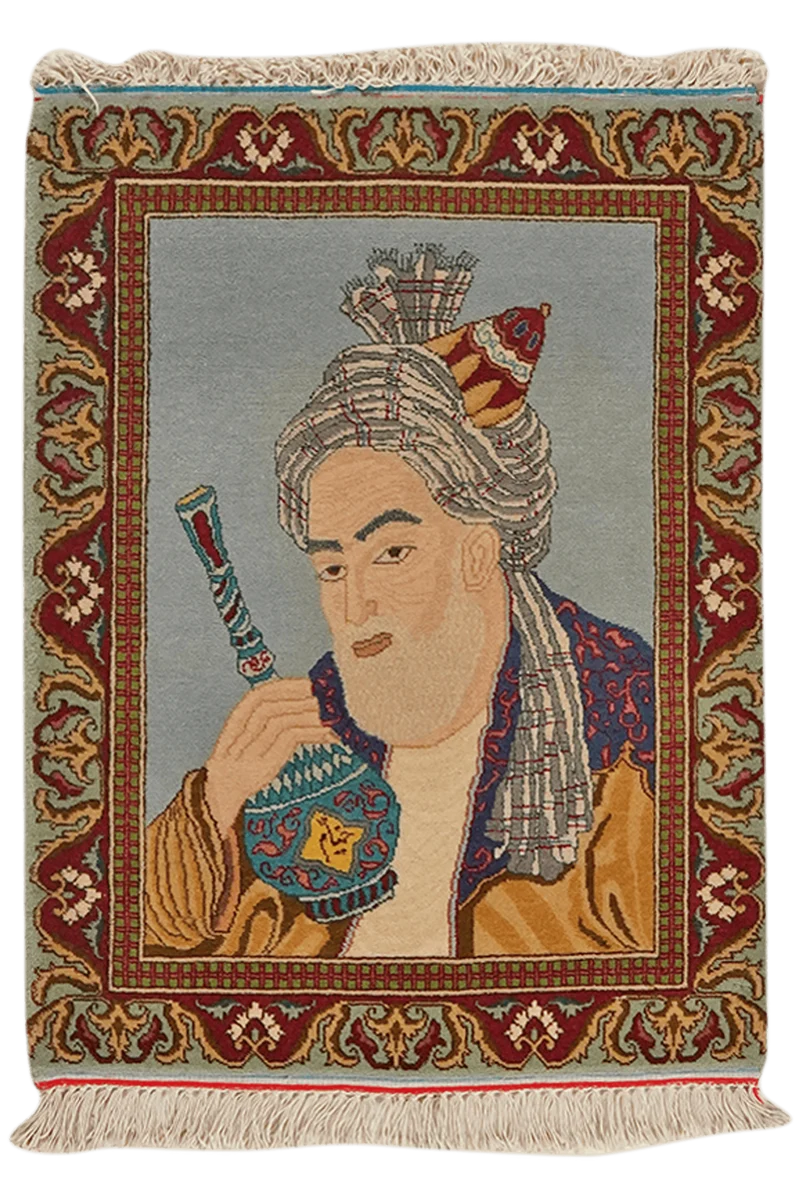 Tabriz Graphic · Handgeknüpft – Blau, 70x54 cm