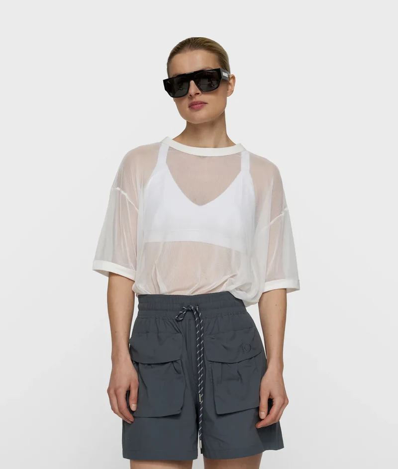 10DAYS AMSTERDAM Mesh Tee - Ecru