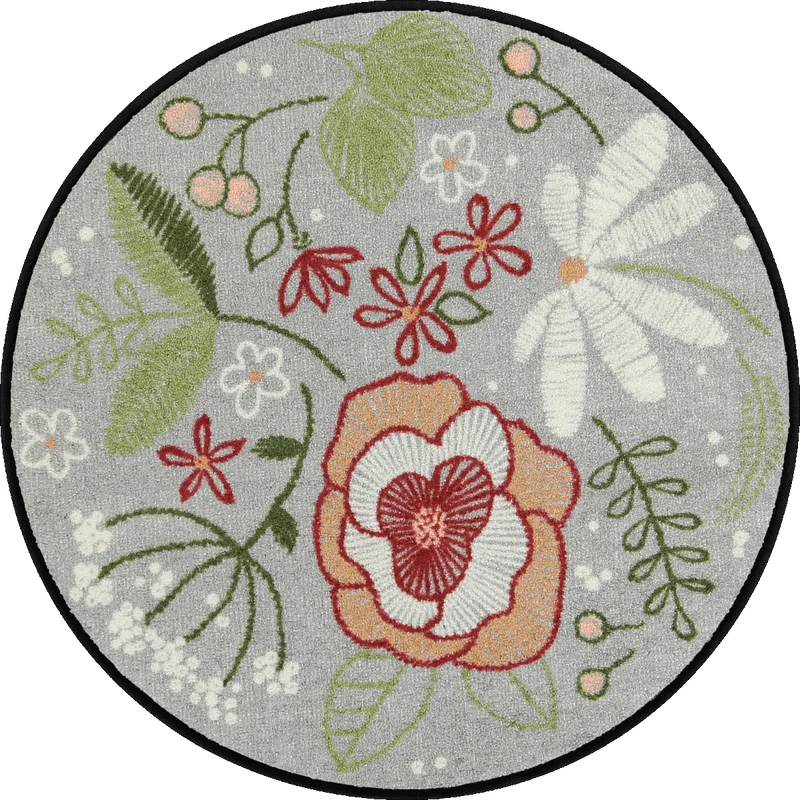 Teppich Rund 85 cm Stitch Flowers
