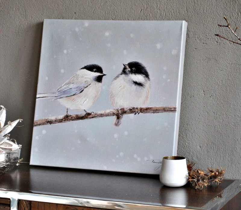 Leinwandbild Vogelpaar 50 x 50 cm