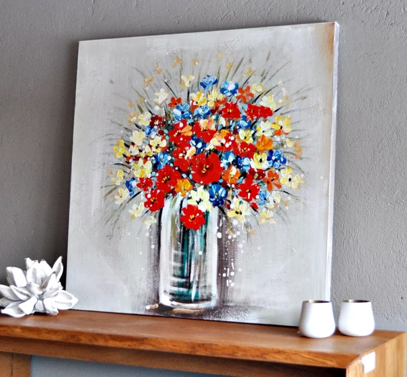 Leinwandbild Wiesen Blumenstrauß 80 x 80 cm