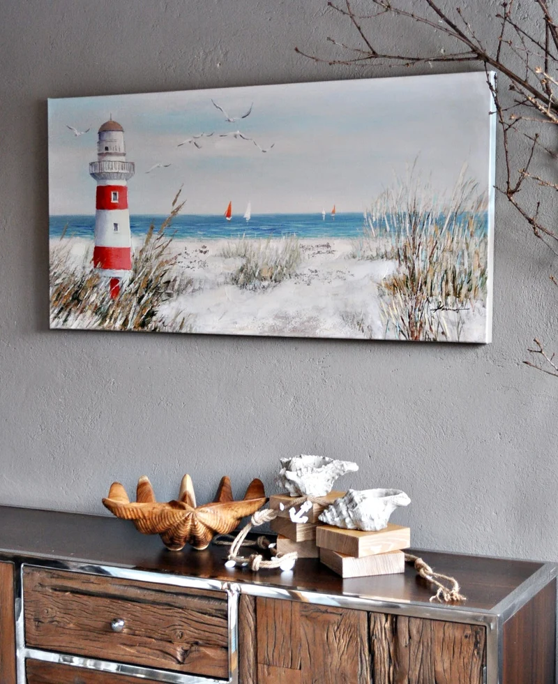 Leinwandbild Leuchtturm auf Insel Hiddensee 120 x 60 cm