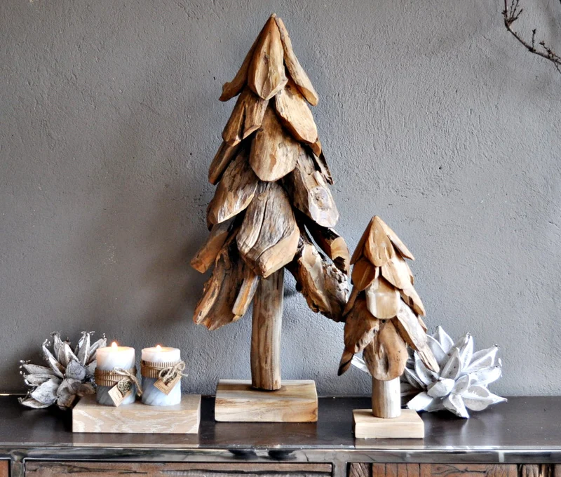 Deko Baum Holz Tannenbaum aus Teakholz Handarbeit