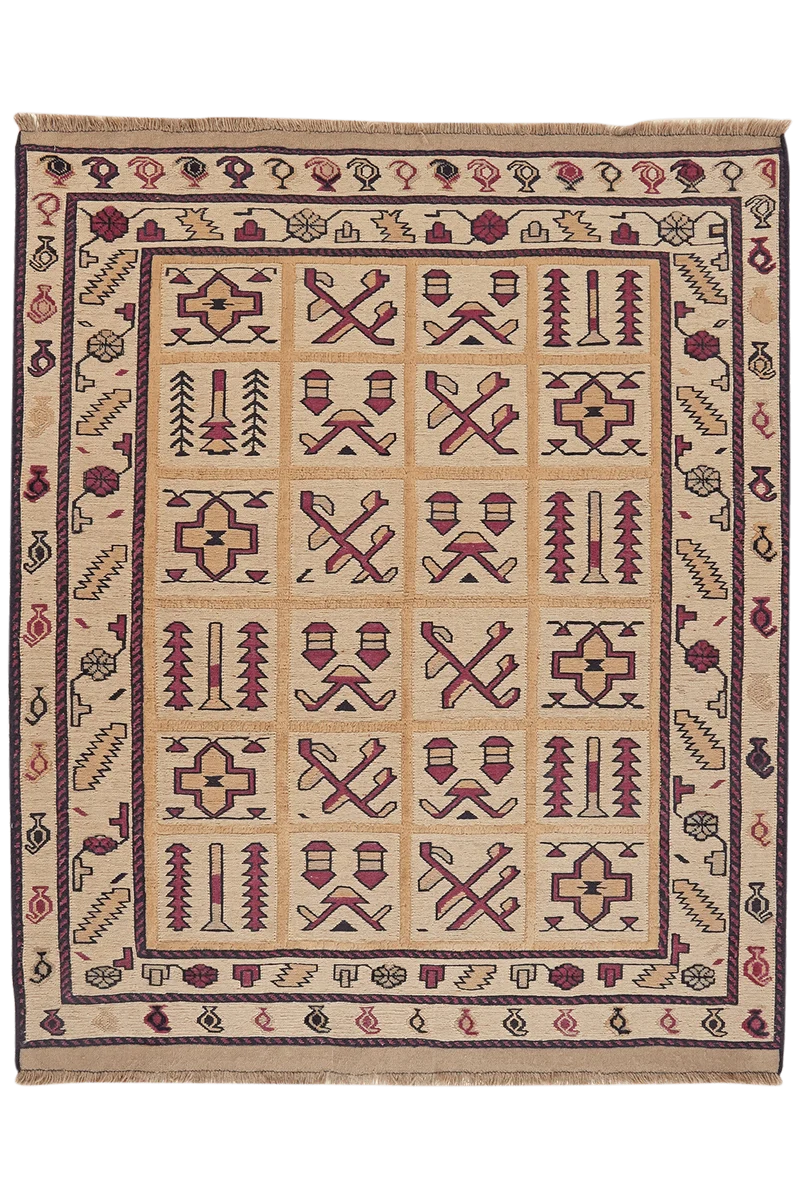 Kelim Belutch · Handgewebt – Beige, 168x139 cm