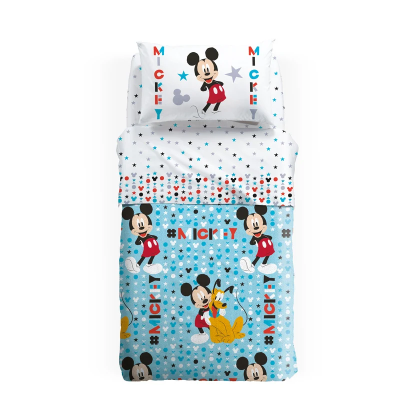 Copriletto non Trapuntato in Cotone Panama Mickey Stelle Cartoons Ragazzo