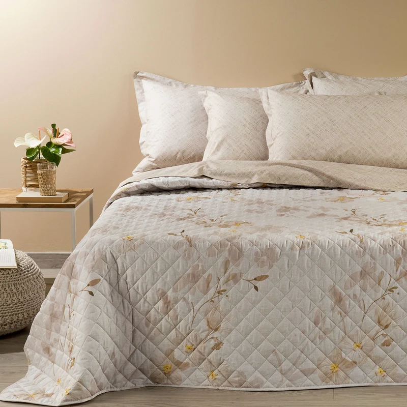 Copriletto Trapuntato in Cotone Giava Primanatura Shabby Chic