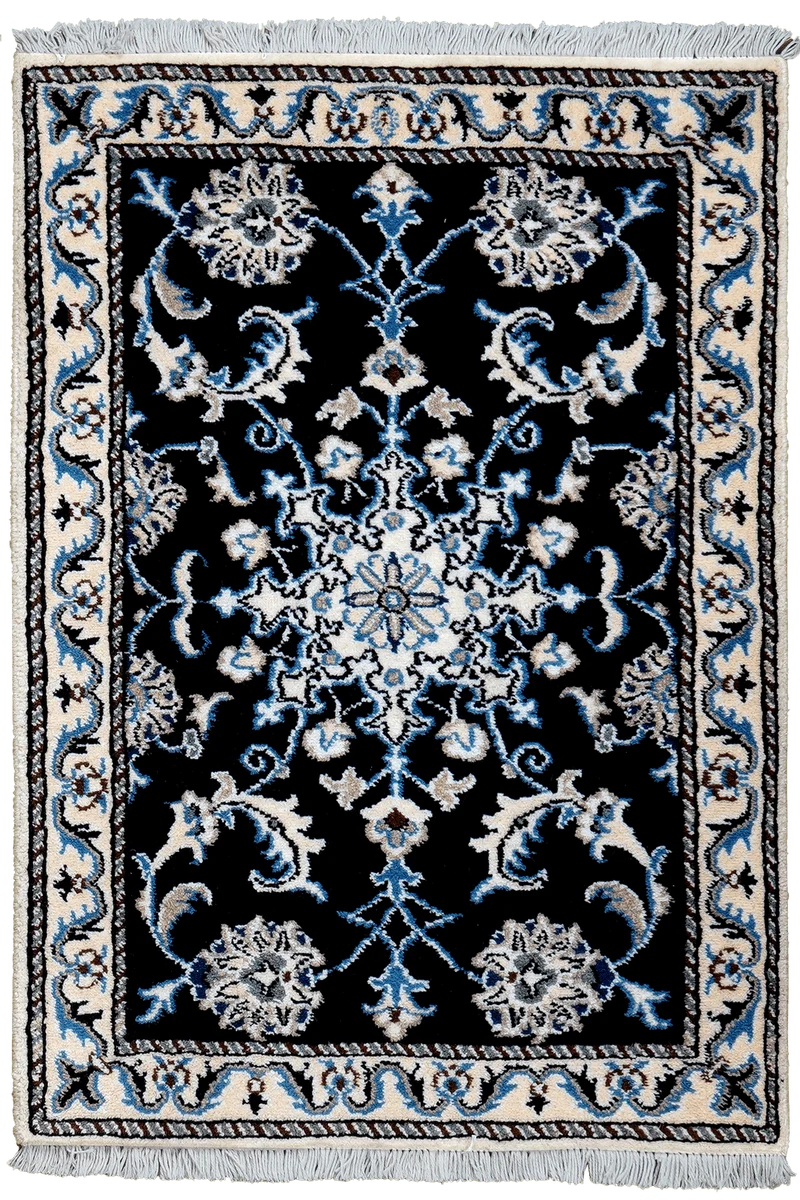 Nain 12La · Handgeknüpft – Blau, 88x60 cm