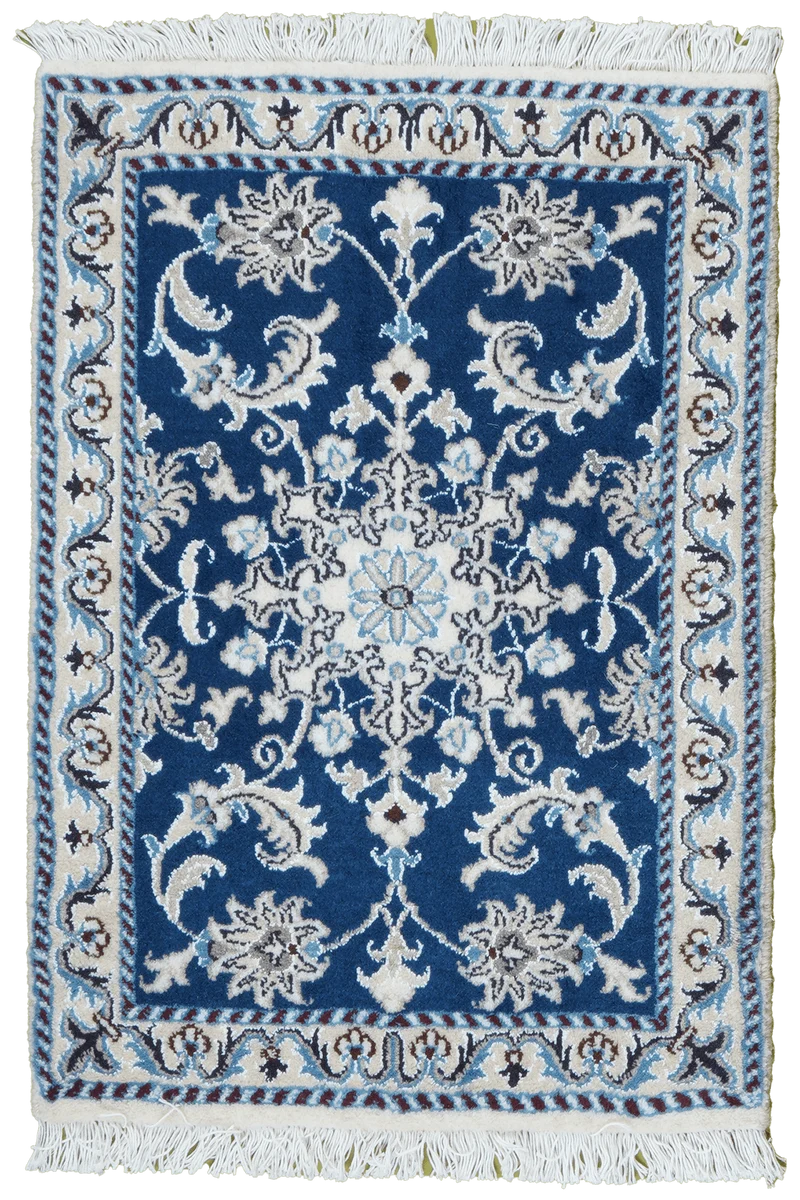 Nain 12La · Handgeknüpft – Blau, 88x61 cm