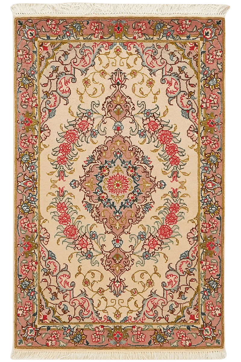 Tabriz 50 Raj · Handgeknüpft – Beige, 93x59 cm