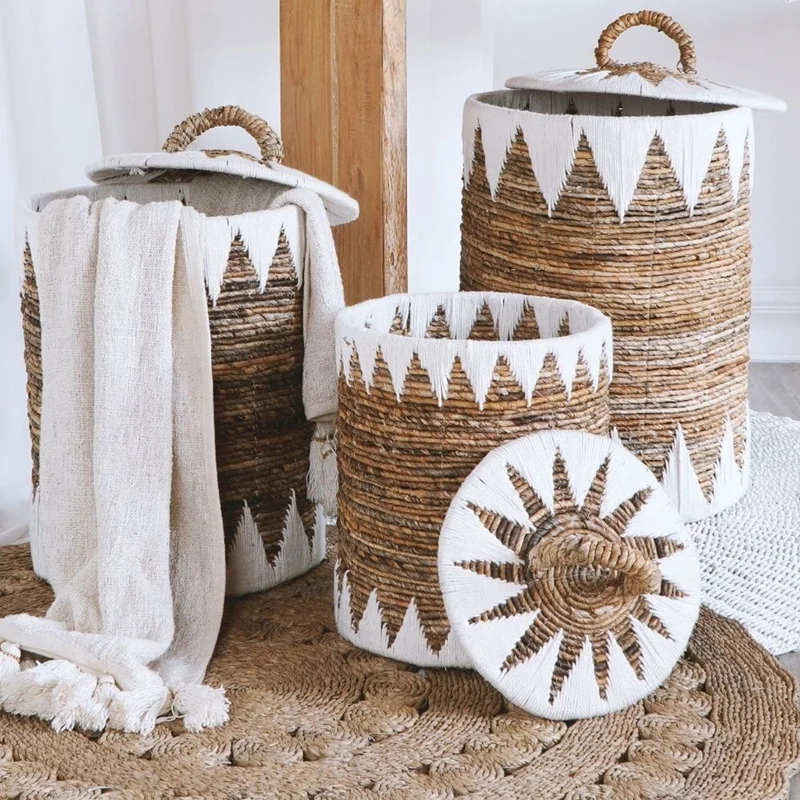 Natur Korb RUSH 65cm rund Binsen geflochten natural Handmade
