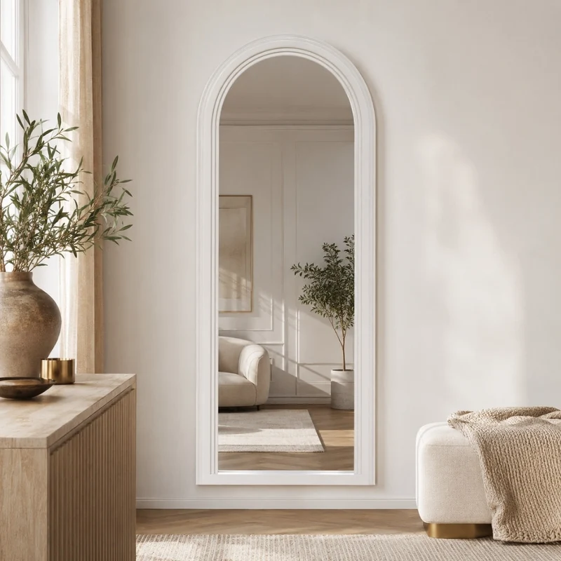 Design Rundbogen Spiegel 180x85cm FORMOSA greige Wandspiegel