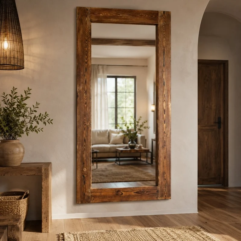 Massivholz-Spiegel HARMONY 180x90cm Pinie geflammt Wandspiegel