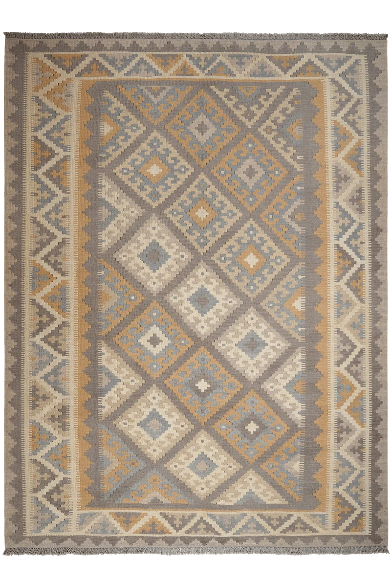Kelim Gashgai · Handgewebt – Grau, 246x184 cm