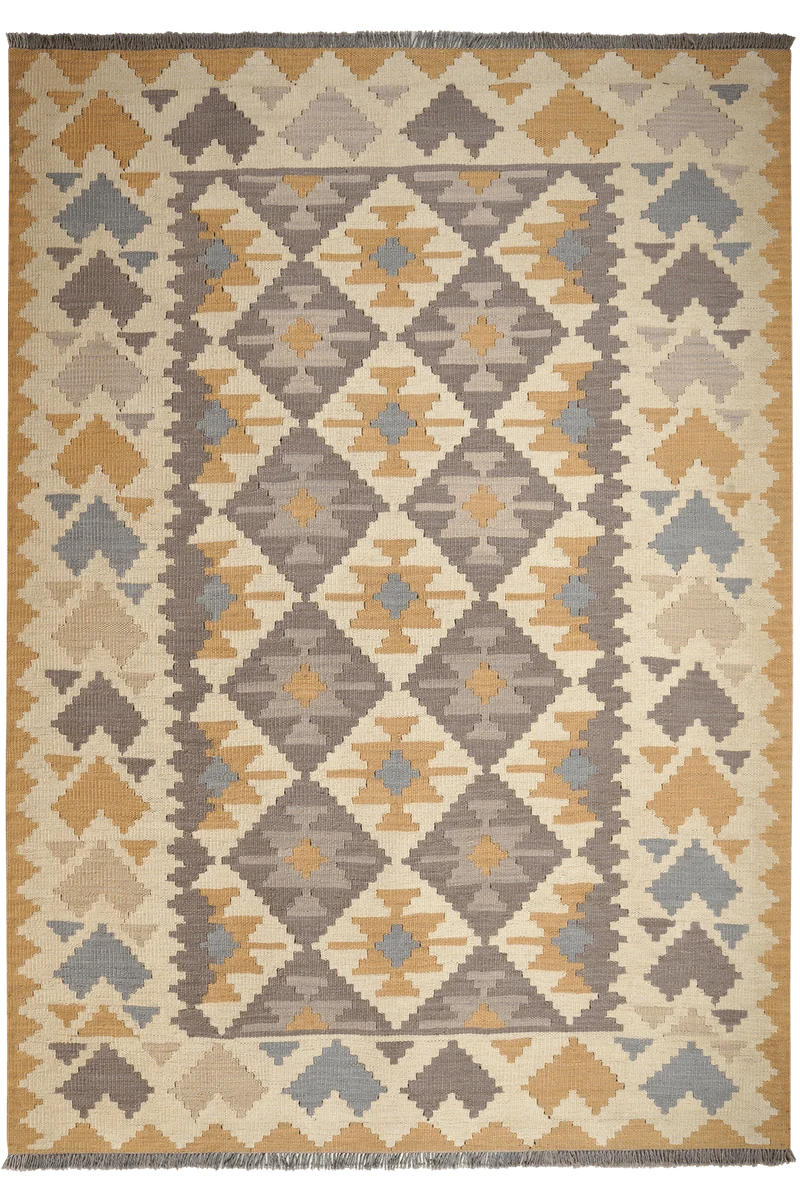Kelim Gashgai · Handgewebt – Grau, 239x170 cm