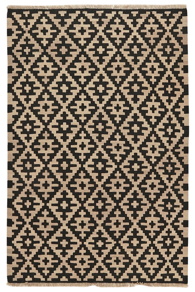 Kelim Gashgai · Handgewebt – Schwarz, 184x121 cm