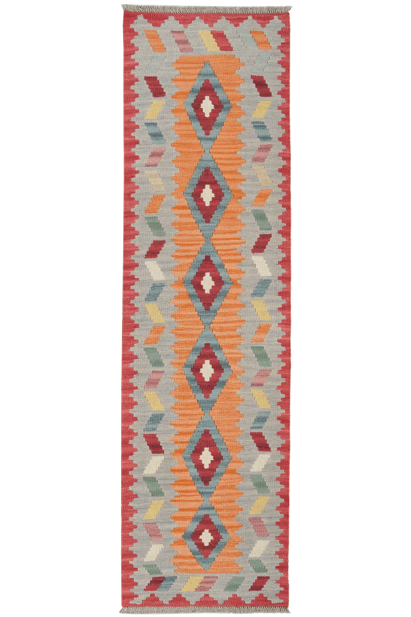 Kelim Gashgai · Handgewebt – Orange, 200x56 cm