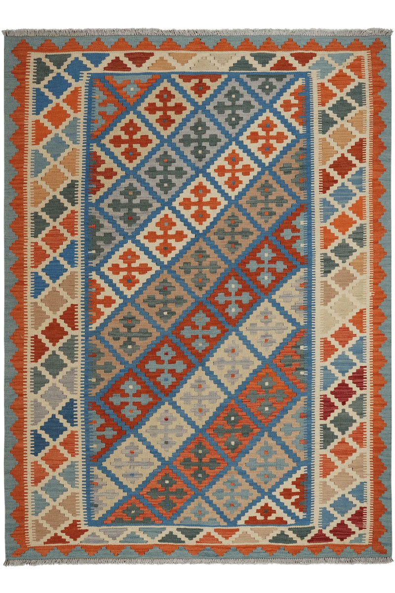 Kelim Gashgai · Handgewebt – Blau, 213x157 cm