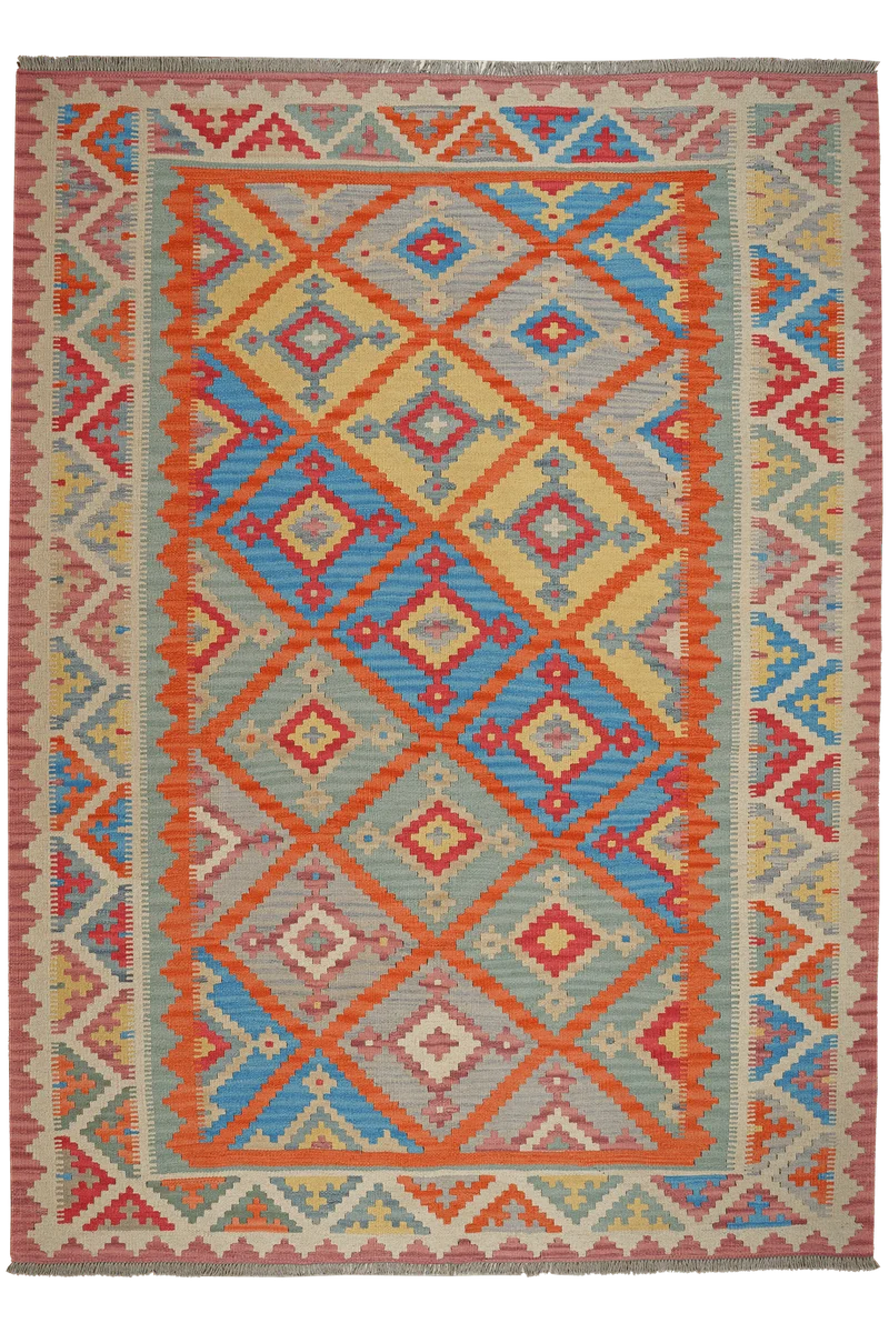 Kelim Gashgai · Handgewebt – Orange, 250x183 cm