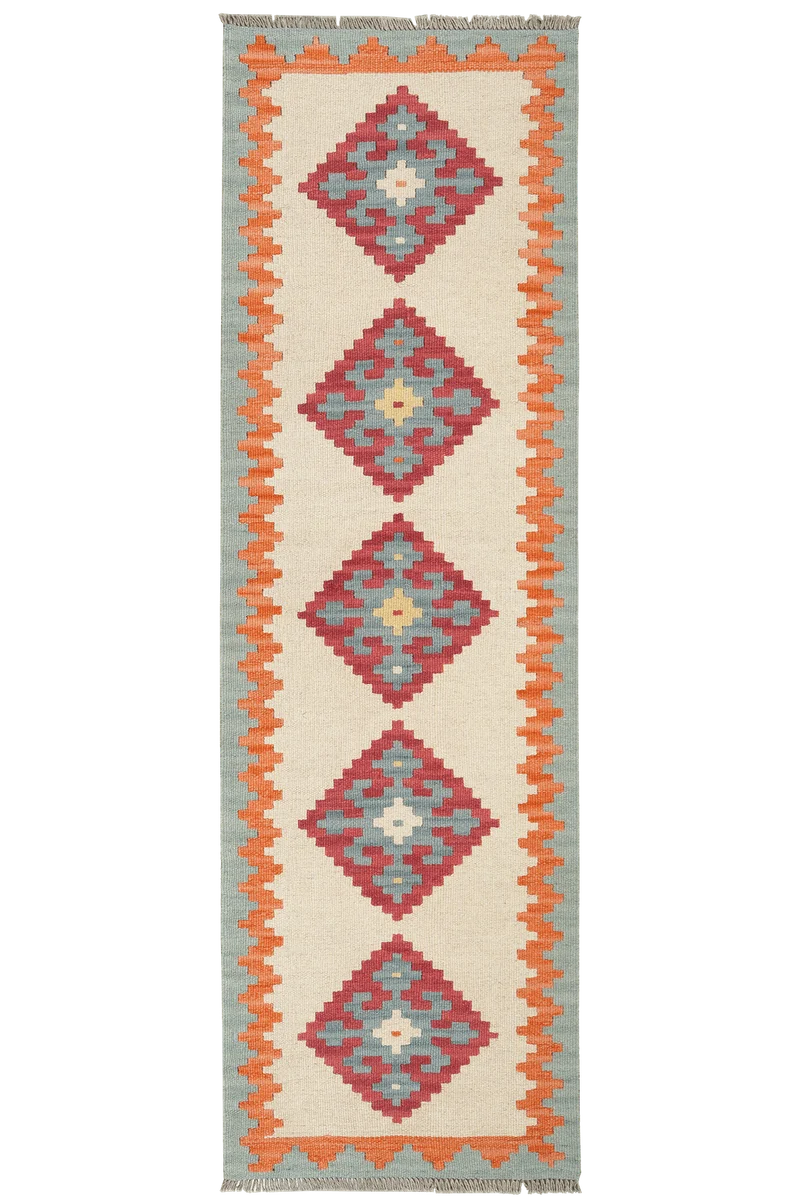Kelim Gashgai · Handgewebt – Beige, 194x59 cm
