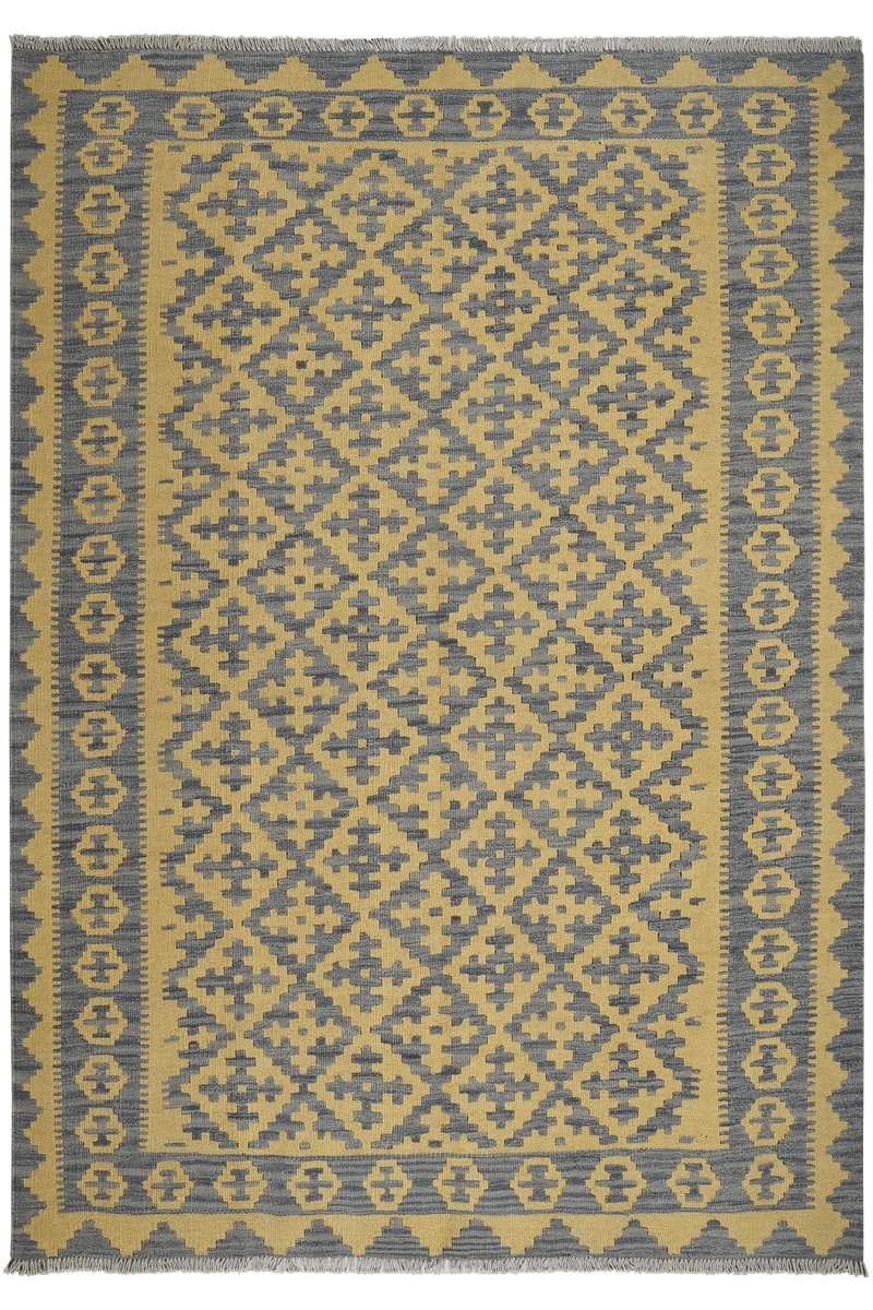 Kelim Gashgai · Handgewebt – Gelb, 234x165 cm