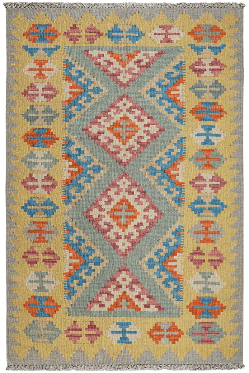 Kelim Gashgai · Handgewebt – Grün, 185x123 cm