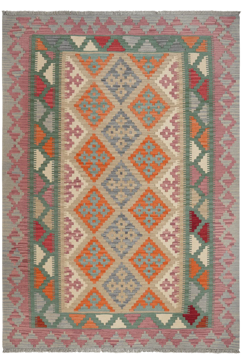 Kelim Gashgai · Handgewebt – Beige, 249x175 cm