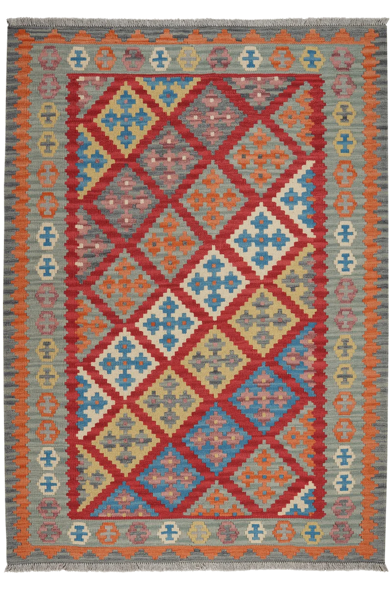 Kelim Gashgai · Handgewebt – Rot, 183x132 cm