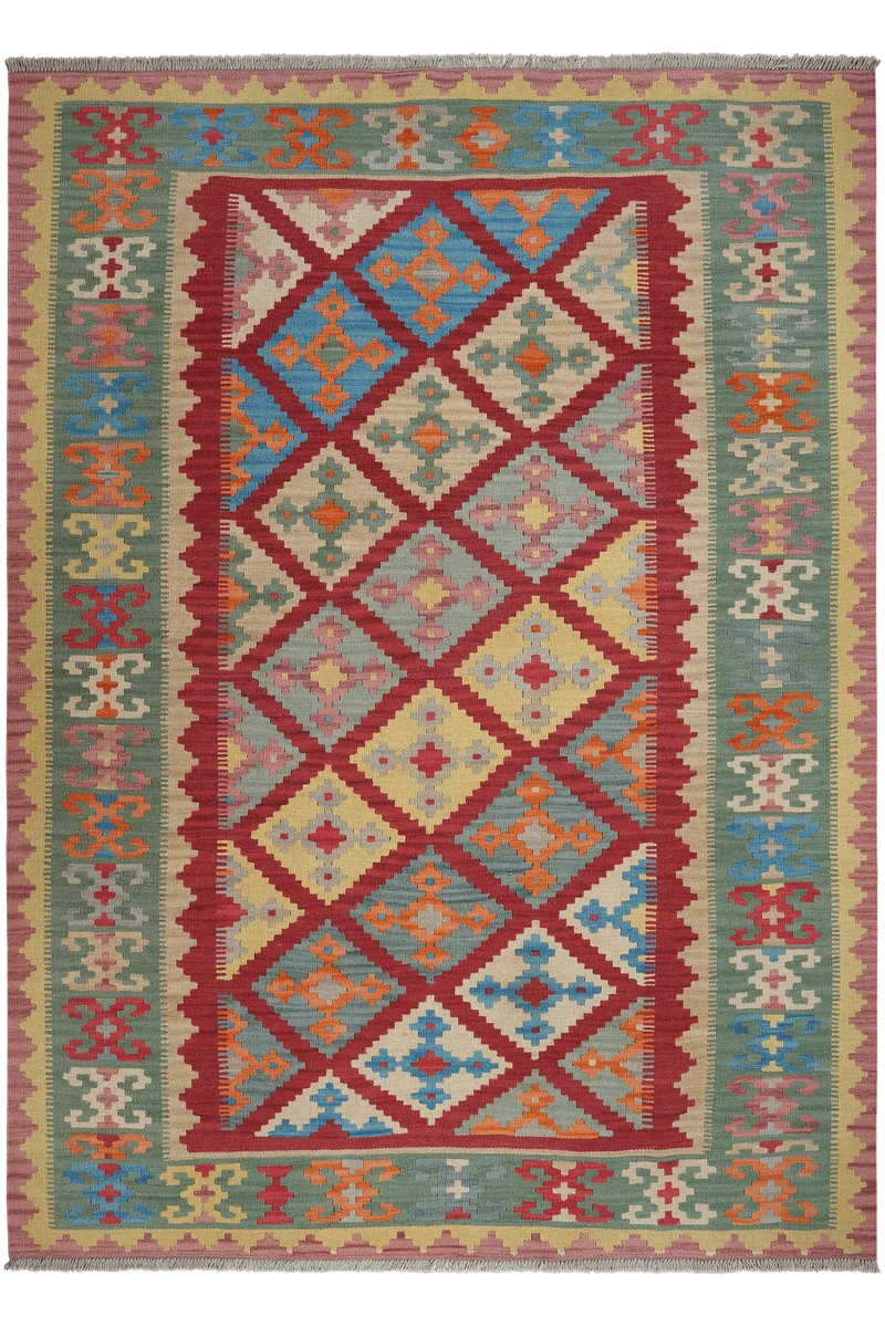 Kelim Gashgai · Handgewebt – Rot, 251x183 cm