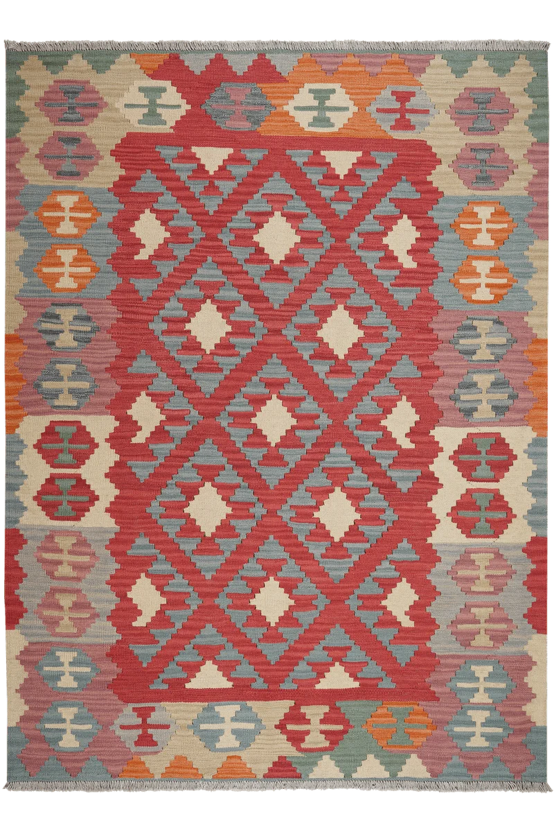 Kelim Gashgai · Handgewebt – Rot, 211x156 cm