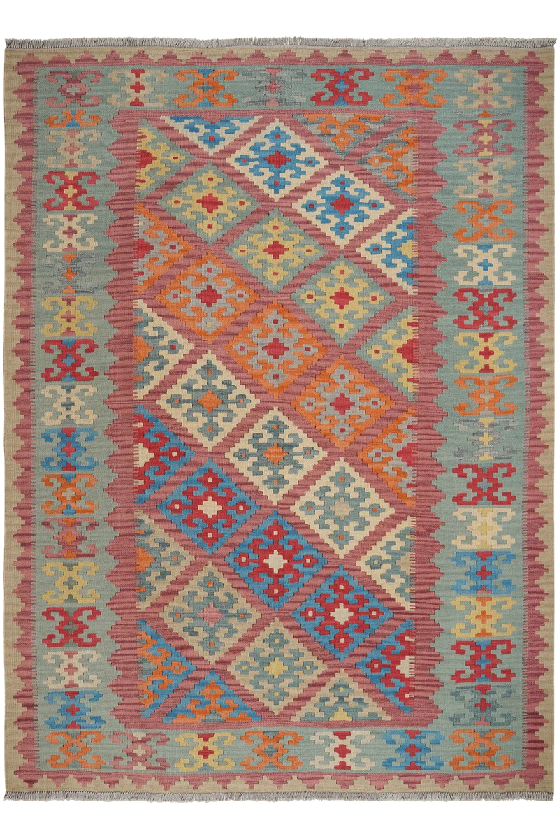 Kelim Gashgai · Handgewebt – Rot, 249x184 cm
