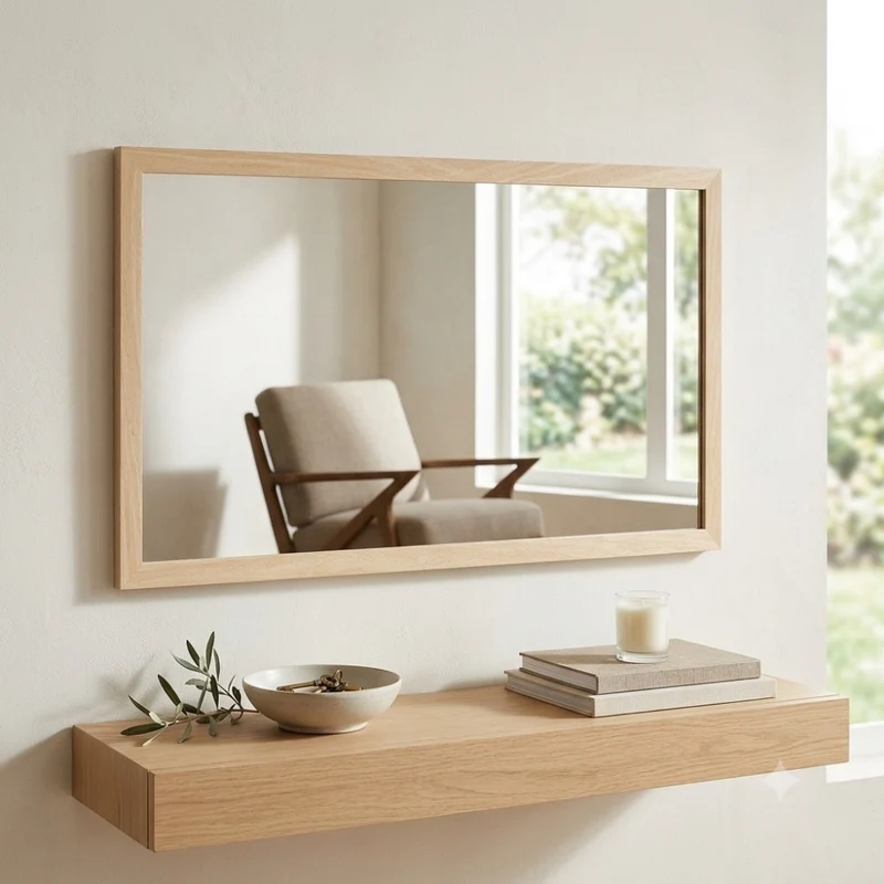 Eleganter Spiegel ARIZONA 75x45cm Wandspiegel natural Holzrahmen