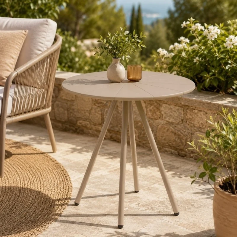 Bistro-Tisch FULHAM taupe Outdoortisch 70cm Balkon Terrasse