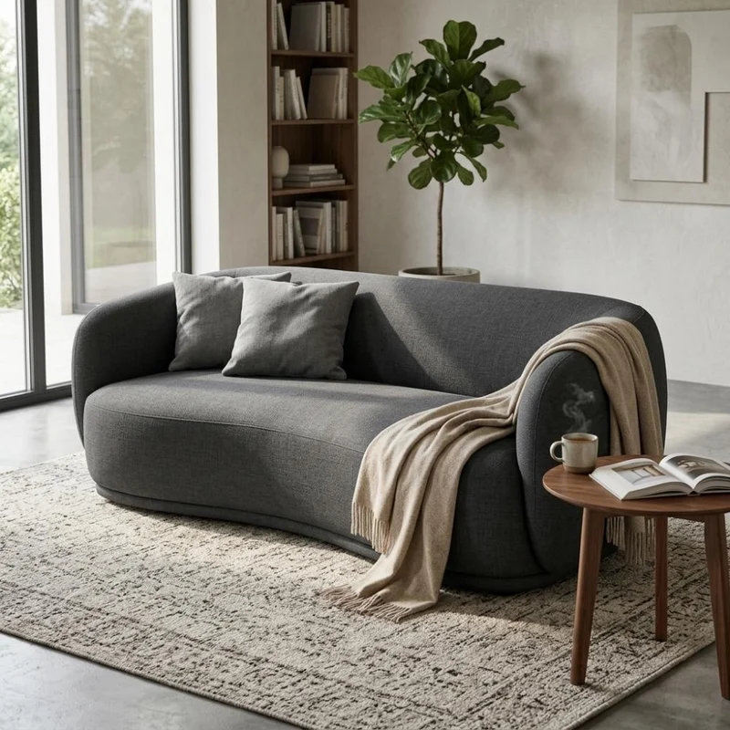 Design Sofa ARCO grau 2-Sitzer Couch Samt 180 cm Federkern