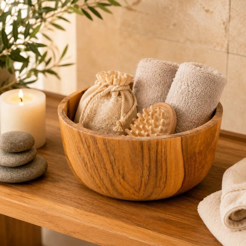 Premium Teakholz-Schale LOLA nachhaltig Holzschale D24cm Schüssel