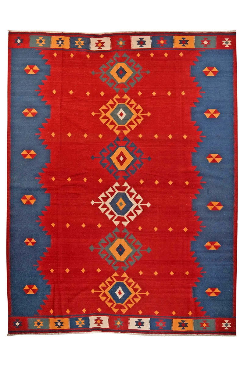 Kelim Gashgai · Handgewebt – Rot, 399x305 cm