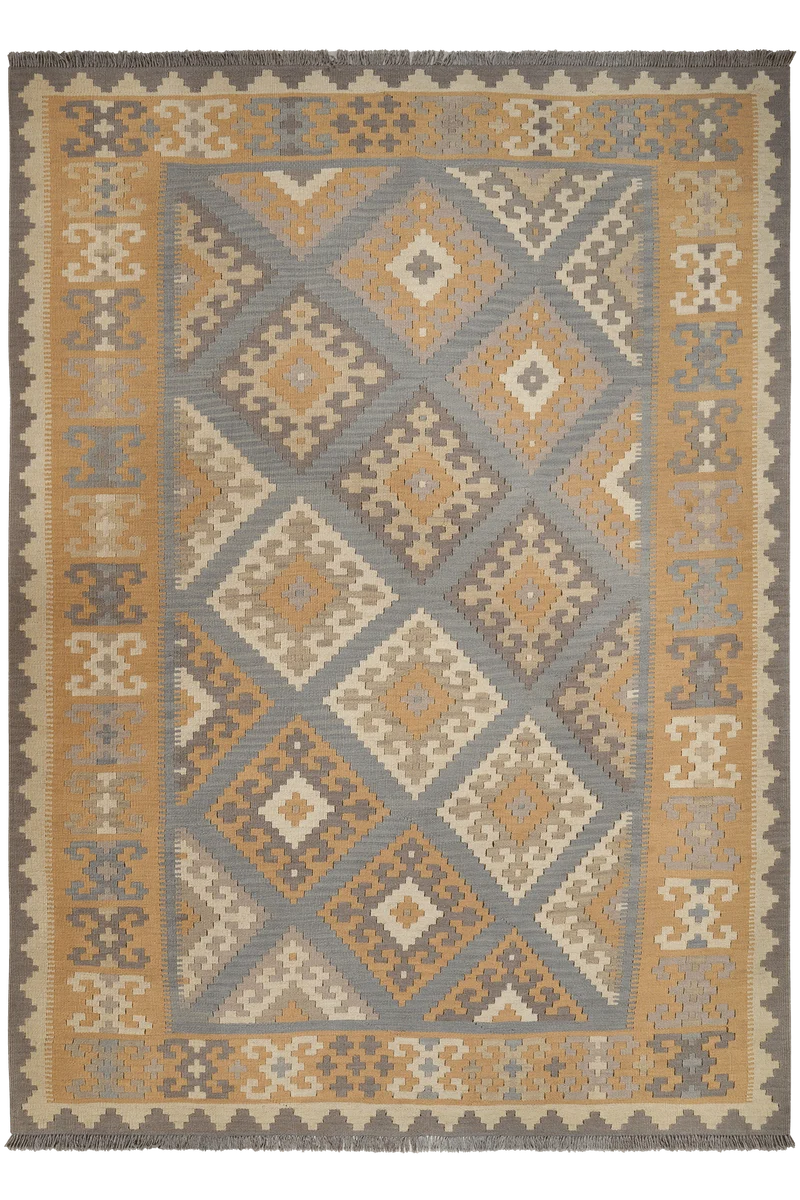 Kelim Gashgai · Handgewebt – Grau, 251x182 cm
