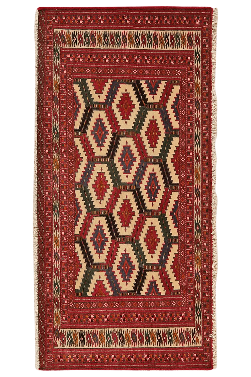 Turkman · Handgeknüpft – Bunt, 63x128 cm