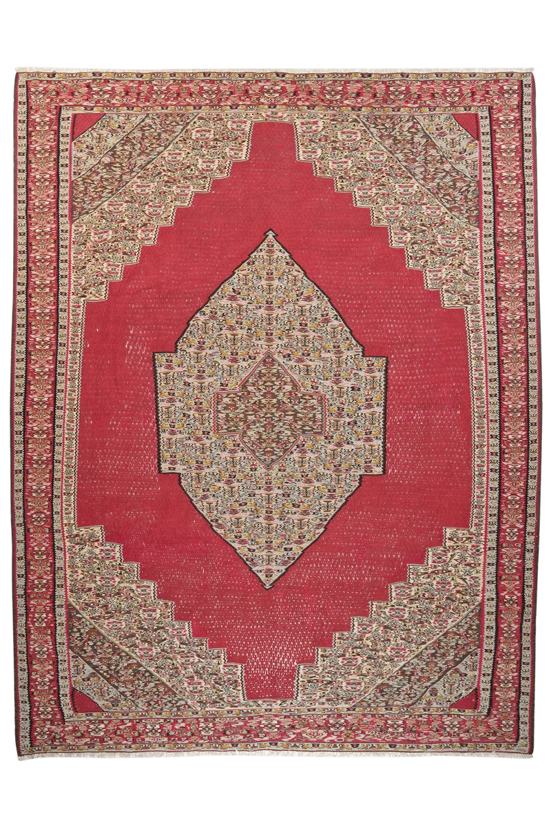 Kelim Senneh · Handgewebt – Rot, 350x267 cm
