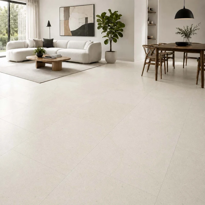 Klick Vinyl Maxi Fliese Schiefer Weiß mit Trittschall