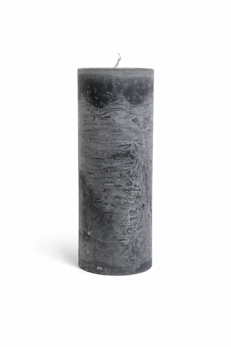 Stumpenkerze Rustic – Grau, Ø 7 cm x H 20 cm