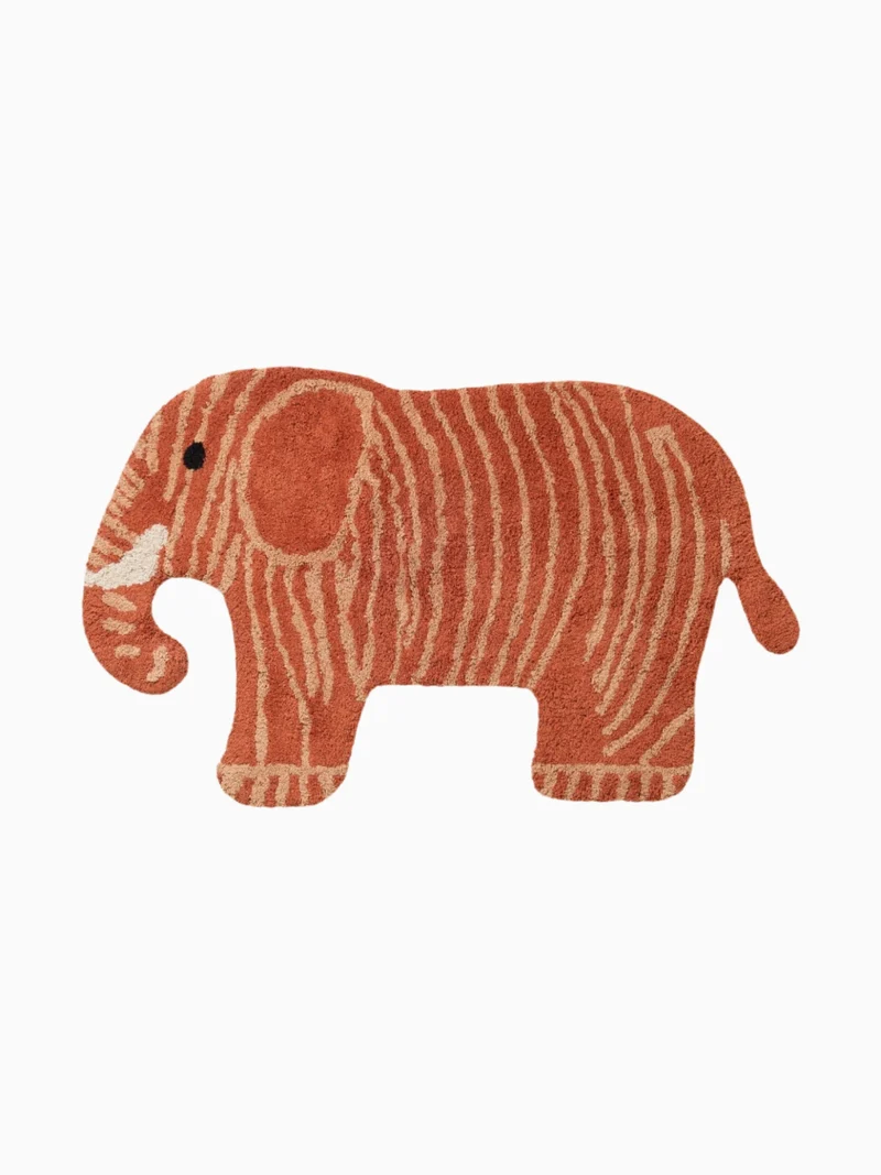 Waschbarer Kinderteppich Elefant Elodie Rotbraun