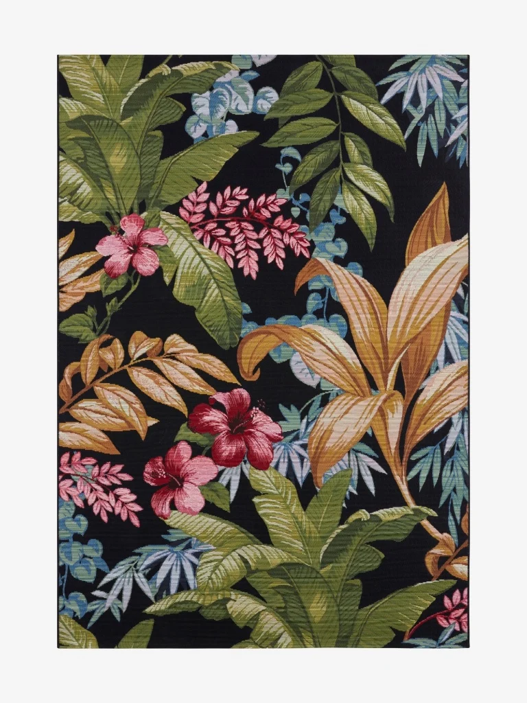 Outdoor Teppich Tropical Blätter Gold/Grün