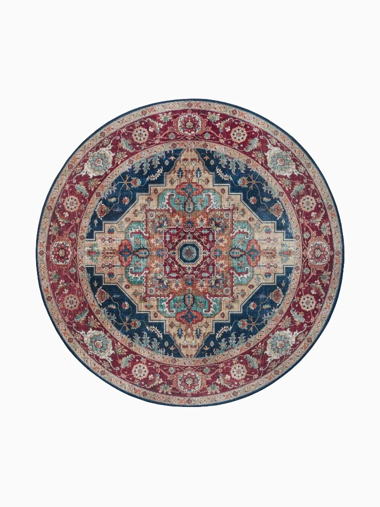 Vintage Teppich Sylla Rot/Blau Rund