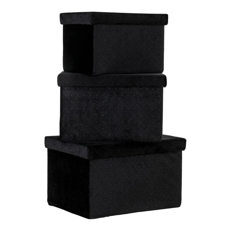 Elegantes 3-tlg. BoxenSet MONACO schwarz Samt