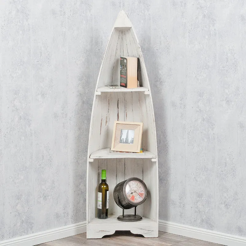 Massivholz Bootsregal / Bücherregal BALI ca.150cm Antique White