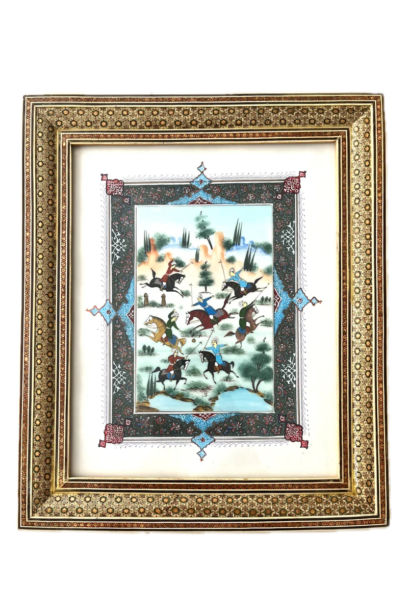 Handgezeichnete Miniatur im Khatam-Rahmen